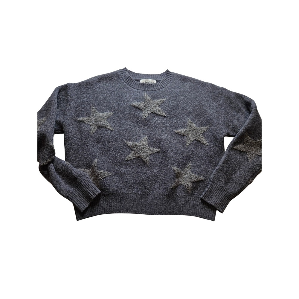 Urban Weekend Gray Star Pattern Crewneck Sweater Small Relaxed Fit Long Sleeve